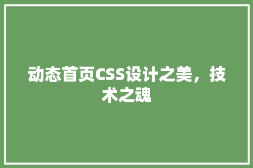 动态首页CSS设计之美，技术之魂