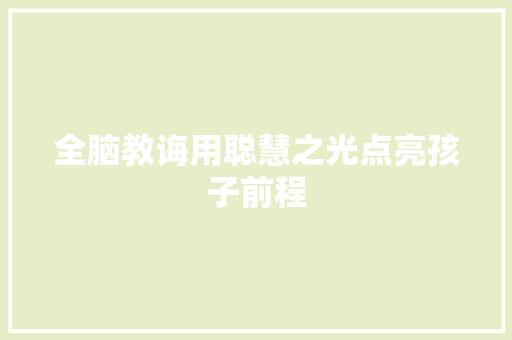 全脑教诲用聪慧之光点亮孩子前程