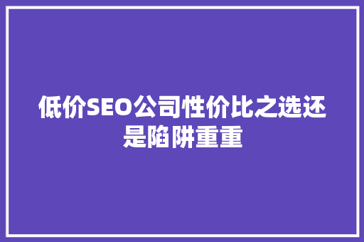 低价SEO公司性价比之选还是陷阱重重