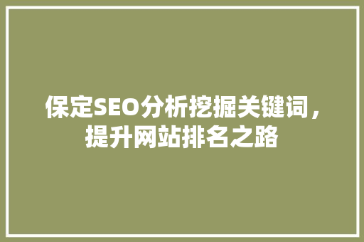 保定SEO分析挖掘关键词，提升网站排名之路