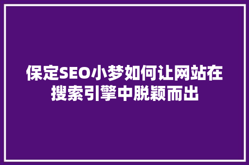 保定SEO小梦如何让网站在搜索引擎中脱颖而出