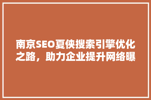 南京SEO夏侠搜索引擎优化之路，助力企业提升网络曝光度