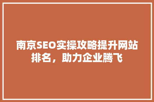 南京SEO实操攻略提升网站排名，助力企业腾飞