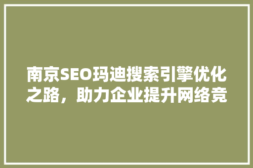 南京SEO玛迪搜索引擎优化之路，助力企业提升网络竞争力