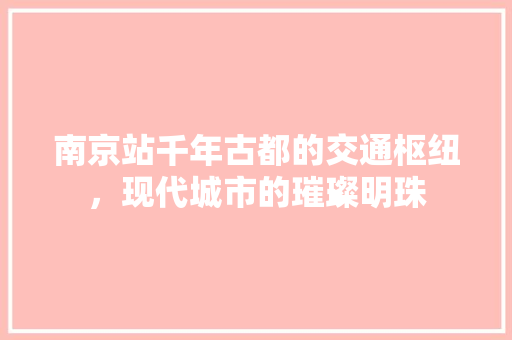 南京站千年古都的交通枢纽，现代城市的璀璨明珠