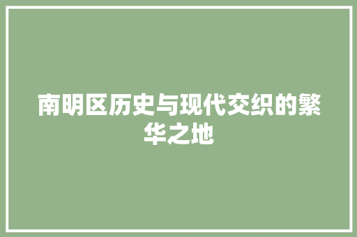 南明区历史与现代交织的繁华之地