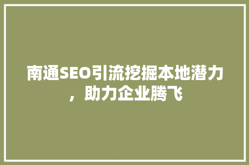 南通SEO引流挖掘本地潜力，助力企业腾飞