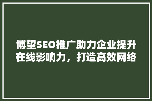 博望SEO推广助力企业提升在线影响力，打造高效网络营销步骤