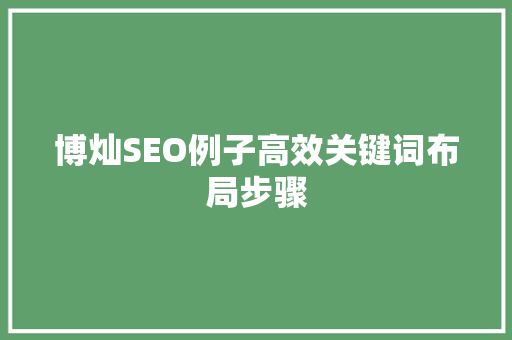 博灿SEO例子高效关键词布局步骤