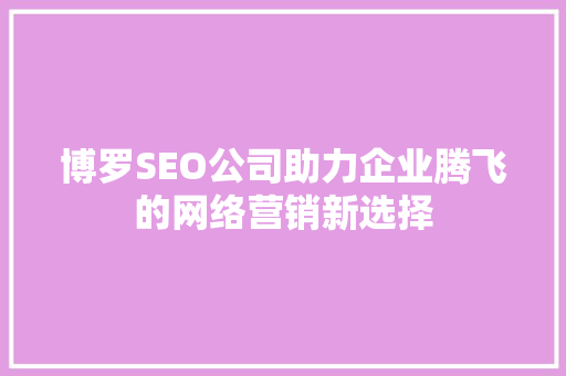 博罗SEO公司助力企业腾飞的网络营销新选择