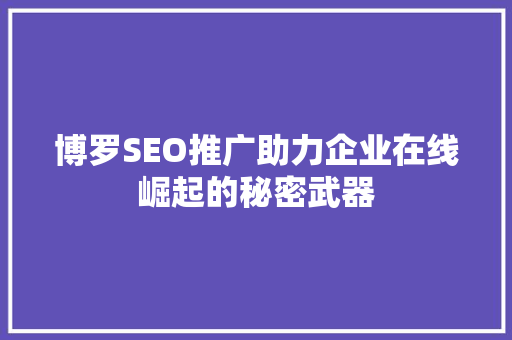 博罗SEO推广助力企业在线崛起的秘密武器