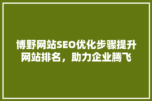 博野网站SEO优化步骤提升网站排名，助力企业腾飞