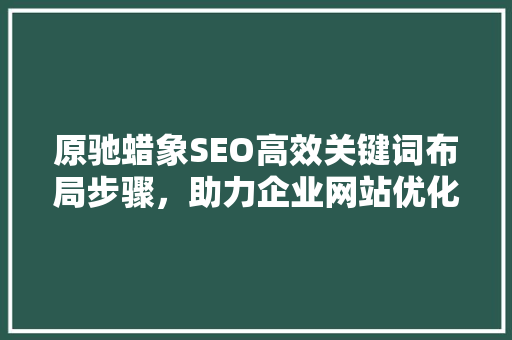 原驰蜡象SEO高效关键词布局步骤，助力企业网站优化