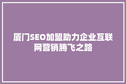 厦门SEO加盟助力企业互联网营销腾飞之路