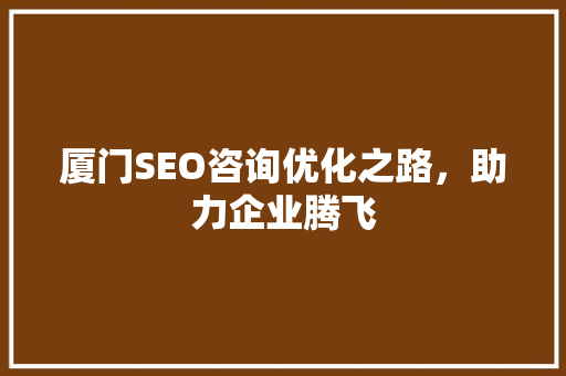 厦门SEO咨询优化之路，助力企业腾飞