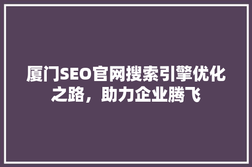 厦门SEO官网搜索引擎优化之路，助力企业腾飞