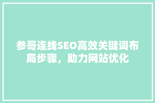 参哥连线SEO高效关键词布局步骤，助力网站优化