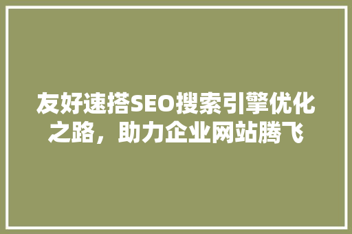 友好速搭SEO搜索引擎优化之路，助力企业网站腾飞