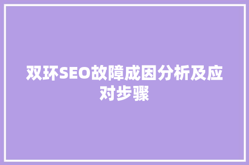 双环SEO故障成因分析及应对步骤