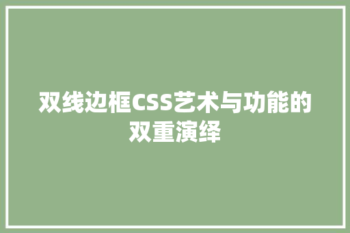 双线边框CSS艺术与功能的双重演绎