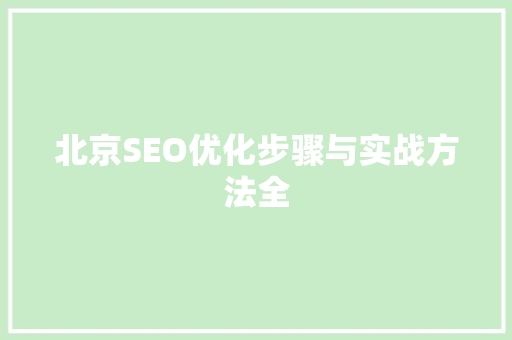 北京SEO优化步骤与实战方法全