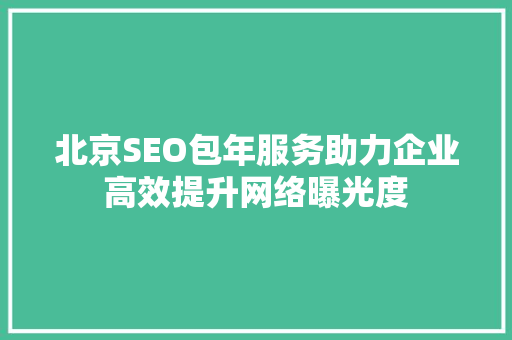 北京SEO包年服务助力企业高效提升网络曝光度