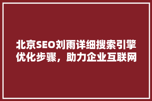 北京SEO刘雨详细搜索引擎优化步骤，助力企业互联网营销