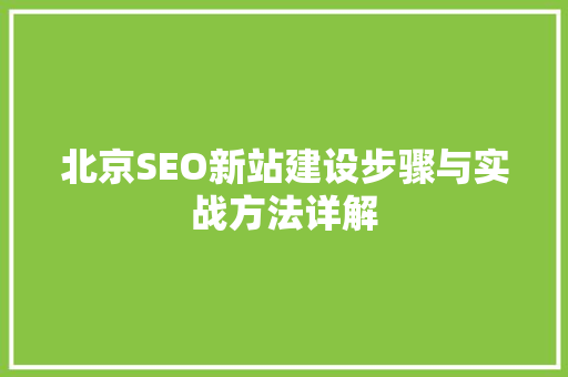 北京SEO新站建设步骤与实战方法详解