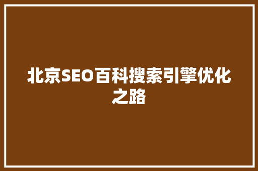 北京SEO百科搜索引擎优化之路