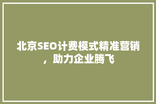 北京SEO计费模式精准营销，助力企业腾飞