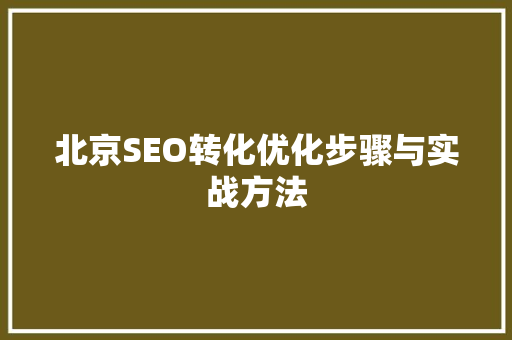 北京SEO转化优化步骤与实战方法