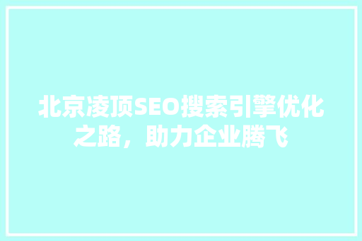 北京凌顶SEO搜索引擎优化之路，助力企业腾飞