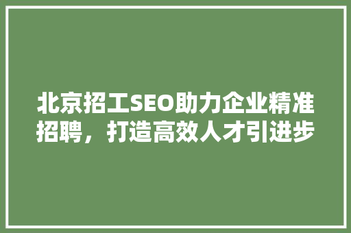 北京招工SEO助力企业精准招聘，打造高效人才引进步骤