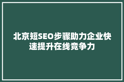 北京短SEO步骤助力企业快速提升在线竞争力