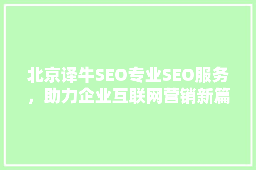 北京译牛SEO专业SEO服务，助力企业互联网营销新篇章