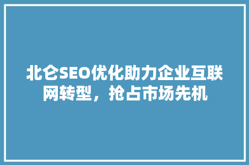 北仑SEO优化助力企业互联网转型，抢占市场先机