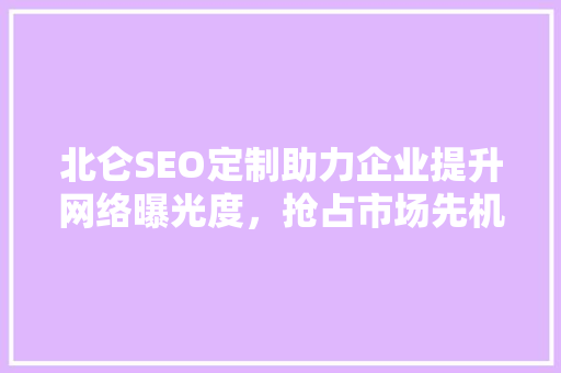 北仑SEO定制助力企业提升网络曝光度，抢占市场先机