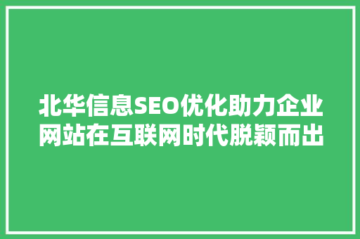 北华信息SEO优化助力企业网站在互联网时代脱颖而出