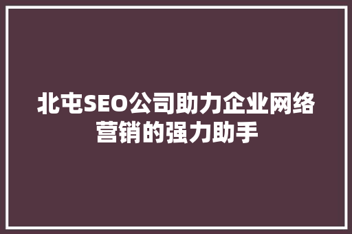 北屯SEO公司助力企业网络营销的强力助手