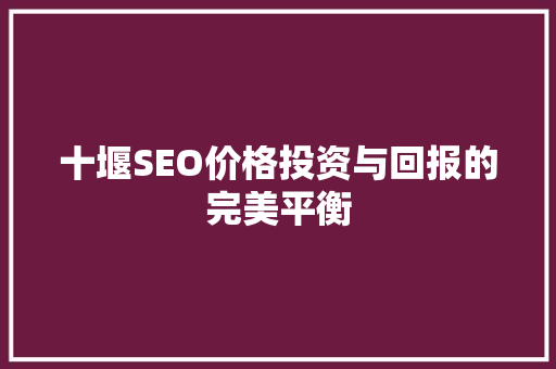 十堰SEO价格投资与回报的完美平衡