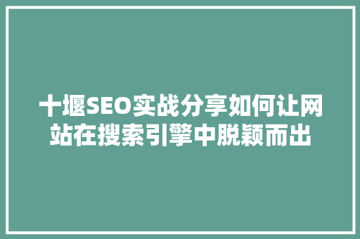 十堰SEO实战分享如何让网站在搜索引擎中脱颖而出