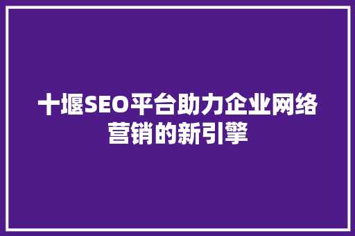 十堰SEO平台助力企业网络营销的新引擎