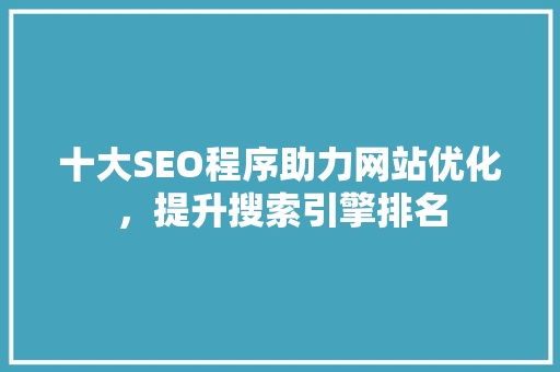 十大SEO程序助力网站优化，提升搜索引擎排名