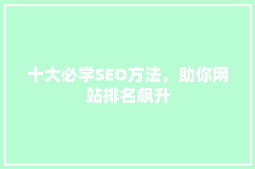 十大必学SEO方法，助你网站排名飙升