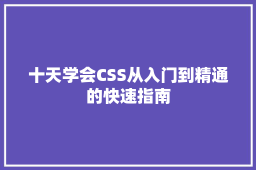 十天学会CSS从入门到精通的快速指南