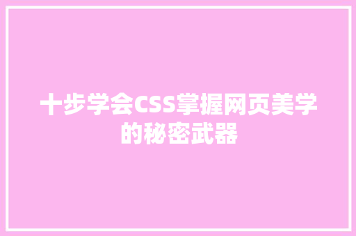 十步学会CSS掌握网页美学的秘密武器