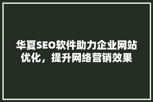 华夏SEO软件助力企业网站优化，提升网络营销效果