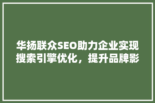 华扬联众SEO助力企业实现搜索引擎优化，提升品牌影响力