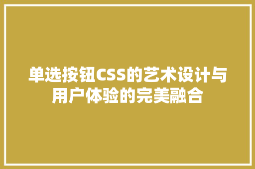 单选按钮CSS的艺术设计与用户体验的完美融合