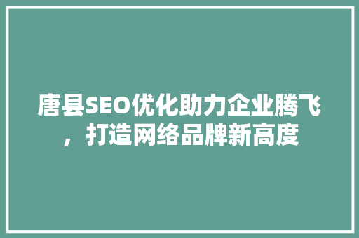 唐县SEO优化助力企业腾飞，打造网络品牌新高度